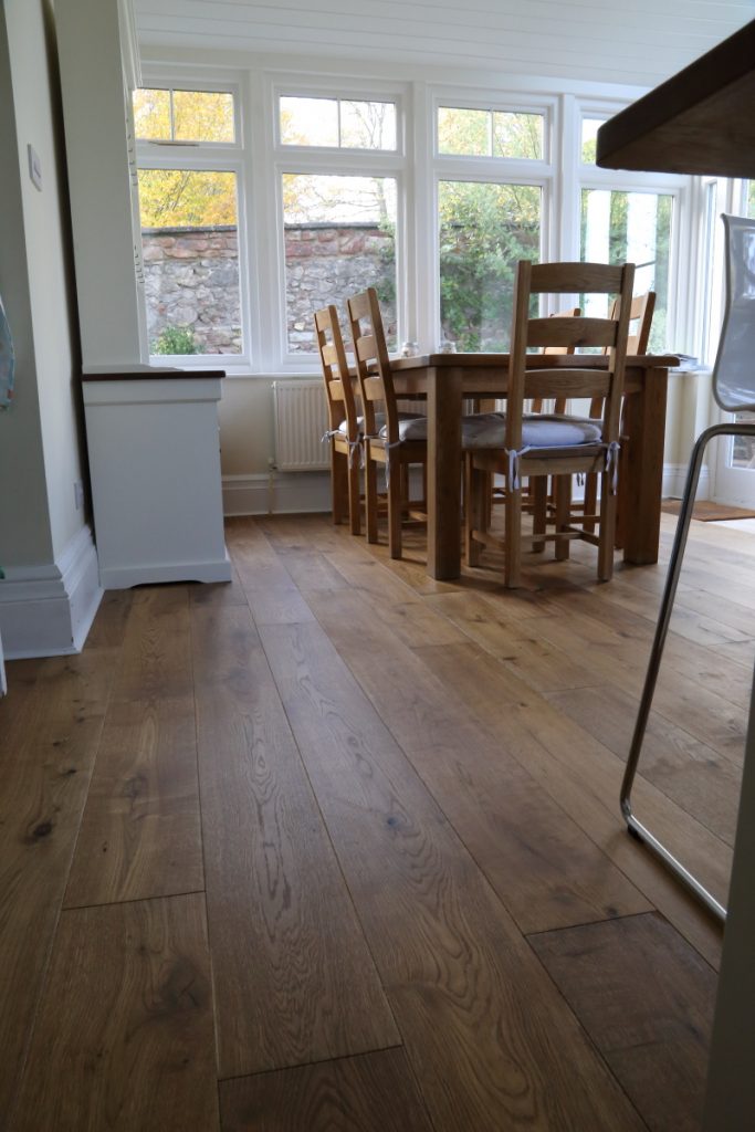 Golden brown lightly smoked oak flooring