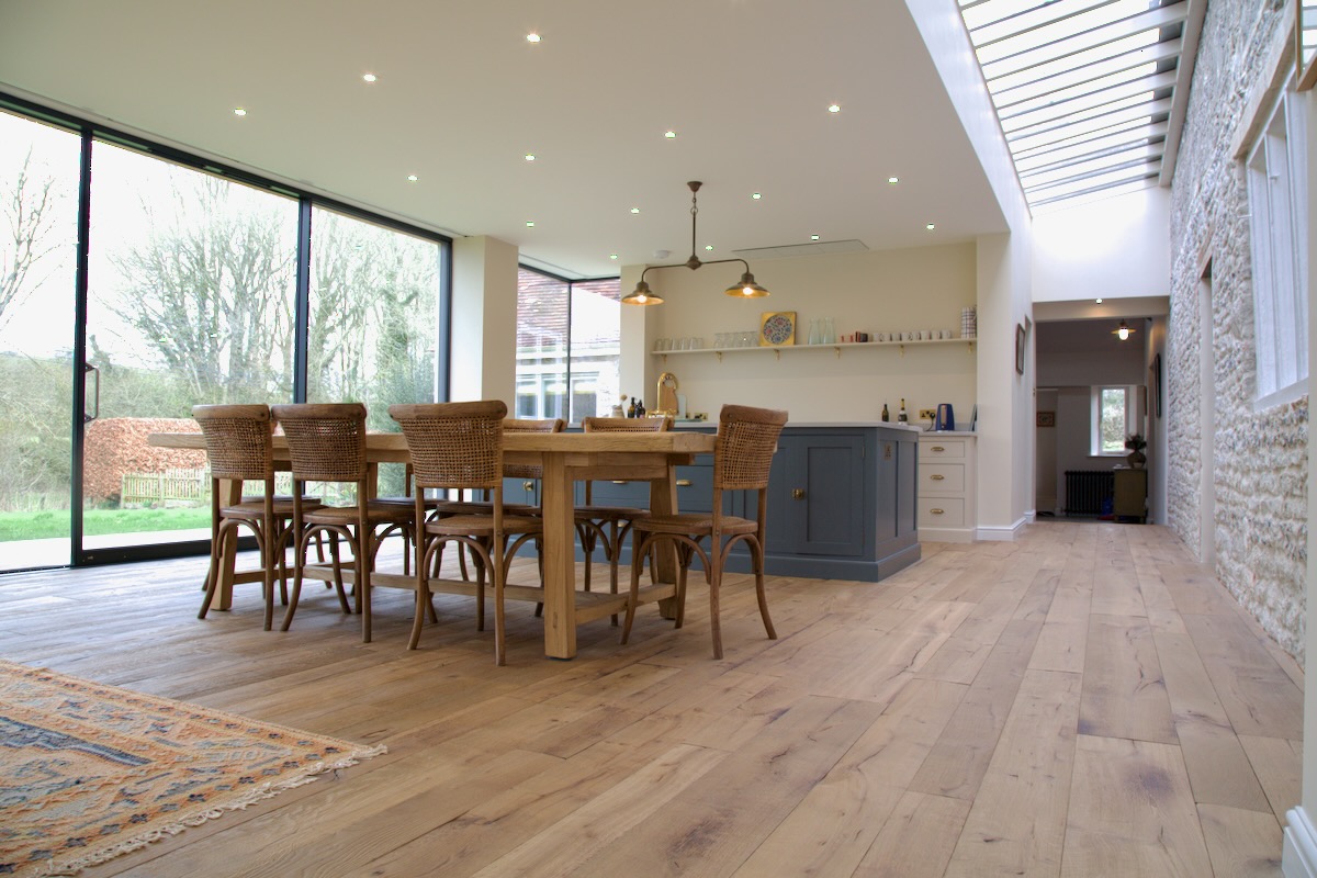 Oak floor in dining room